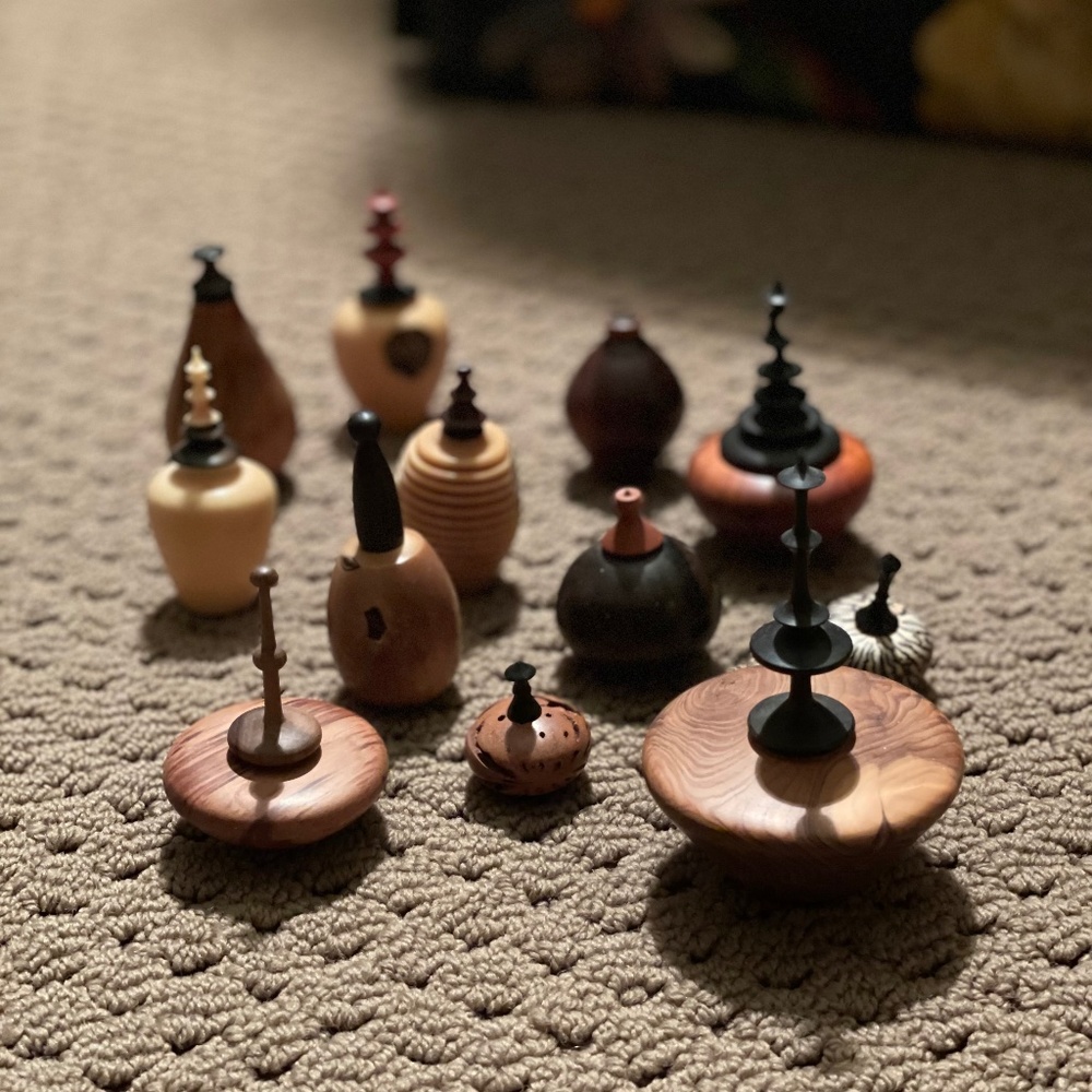 Set of Twelve Hand Carved Wood Vessels
